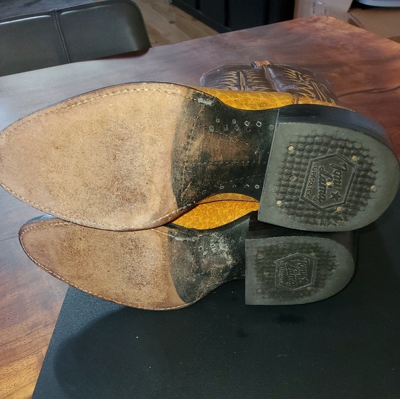 🔥VINTAGE TONY LAMA🔥MEN'S ANTELOPE LEATHER MID-CALF WESTERN BOOTS 🔥 - Picture 5 of 8
